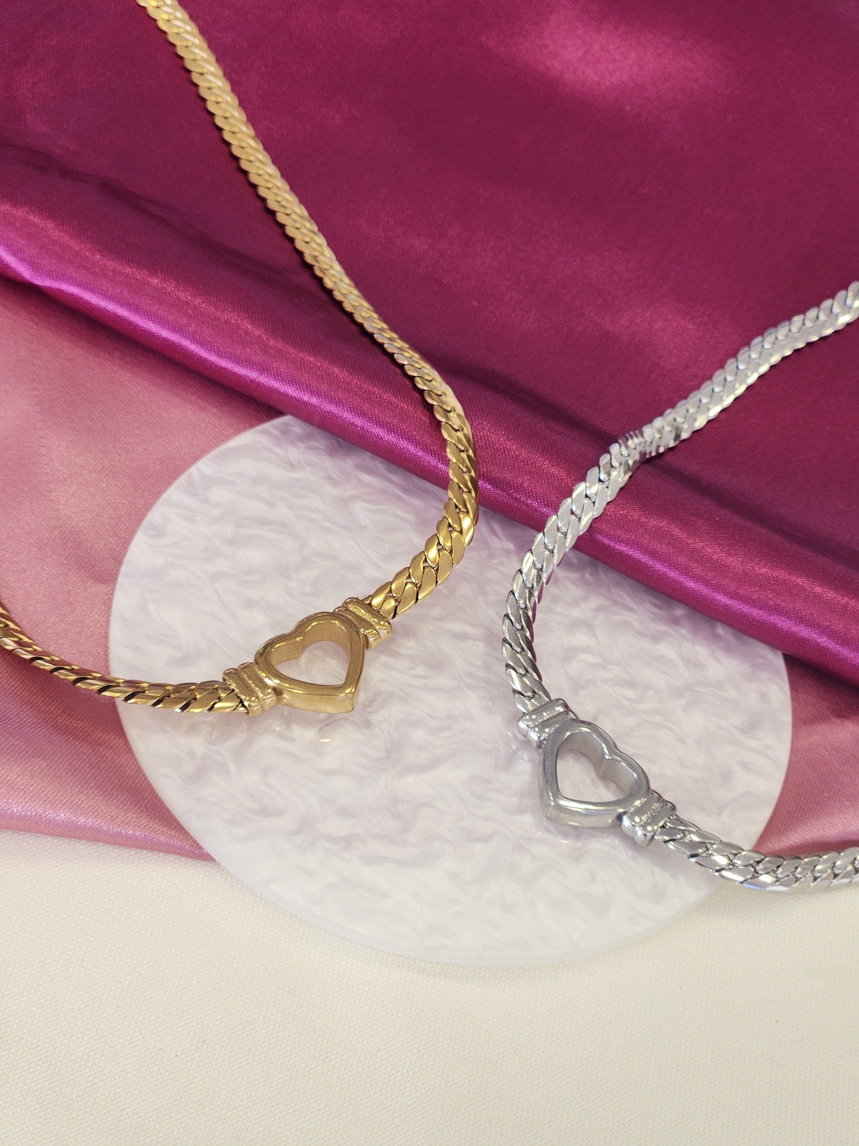Collar eslabones apretados corazon #F25