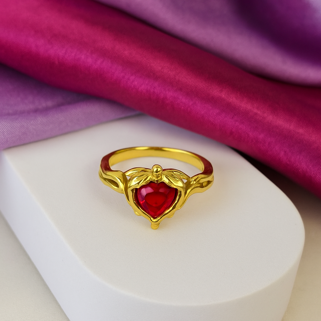Anillo corazon rojo derretido #K63