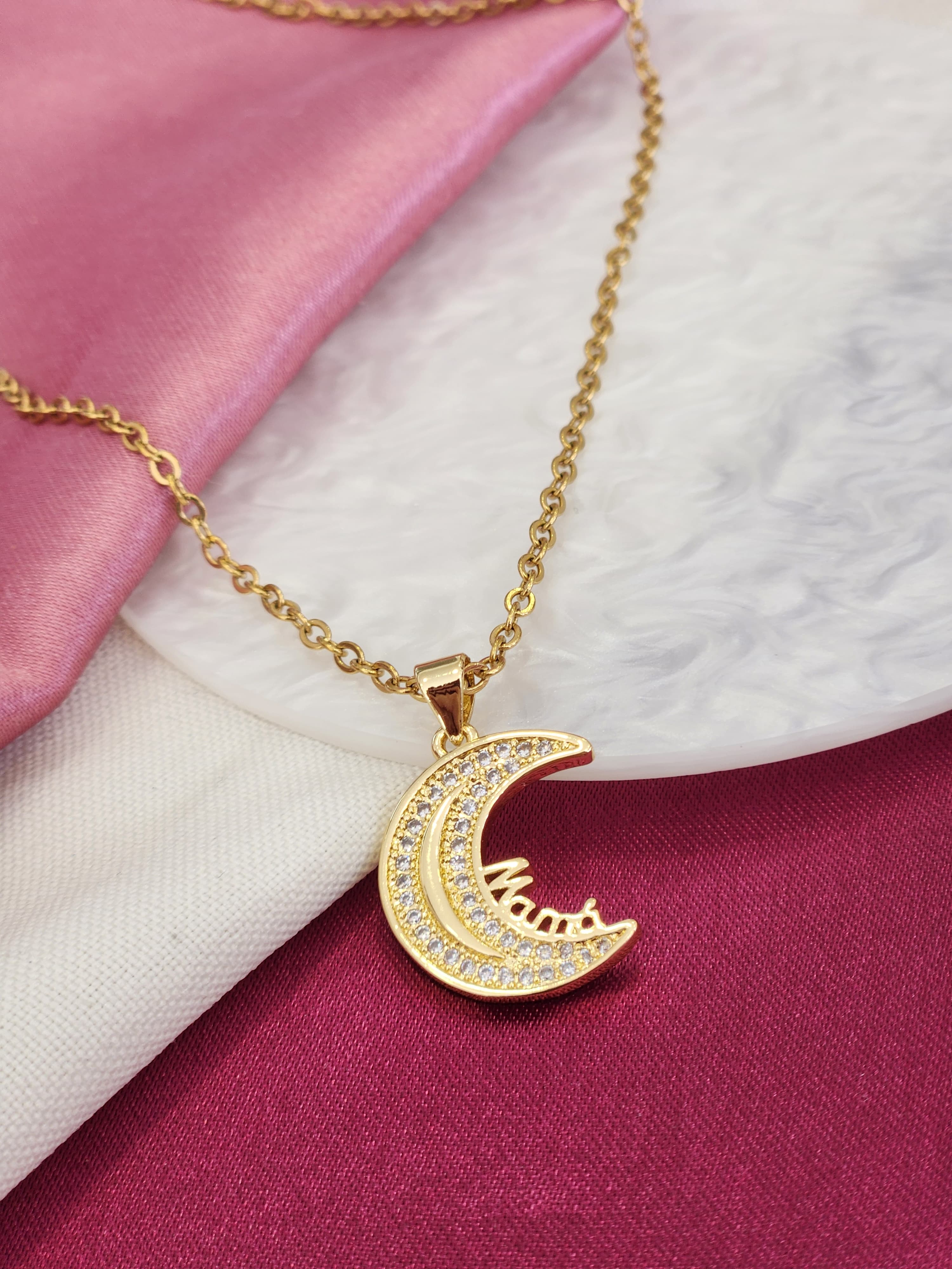 Collar luna mamá con zirconia #3