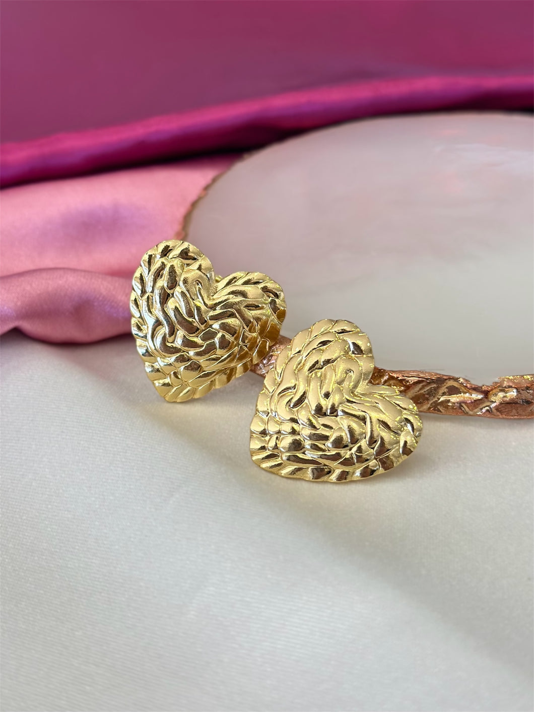 Aretes corazon textura #A26