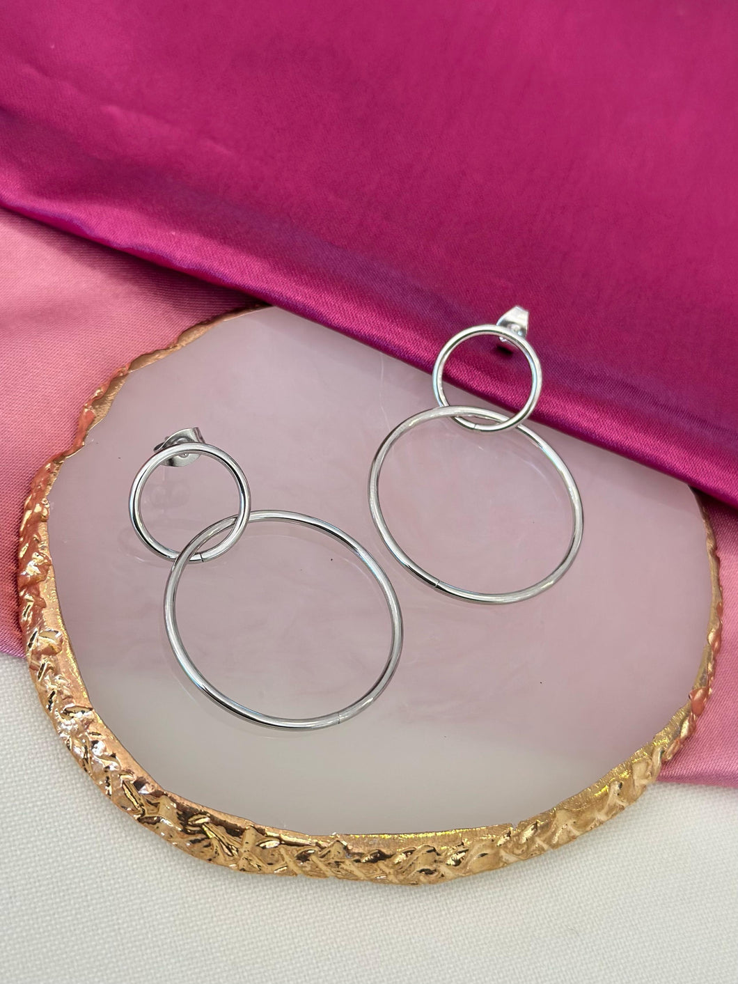 Aretes doble circulo colgante distintos tamaños #A18