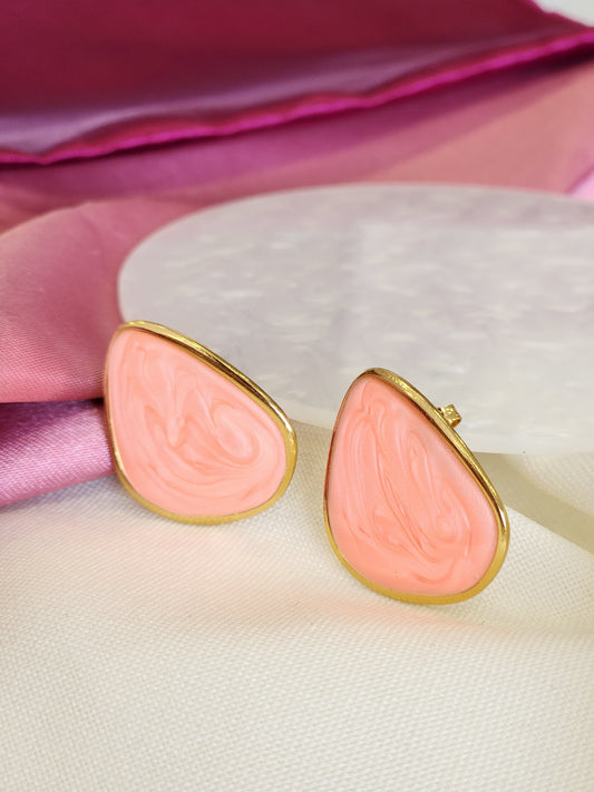 Aretes gota plana coral