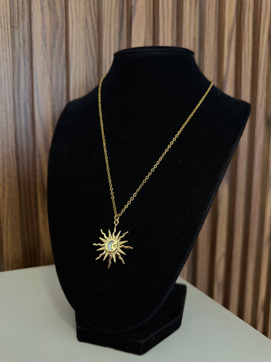 Collar sol madre perla grandes destellos #R