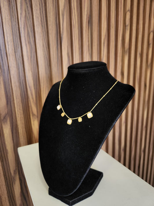 Collar cuadrados madre perla Cadena bolitas cola de raton #C119