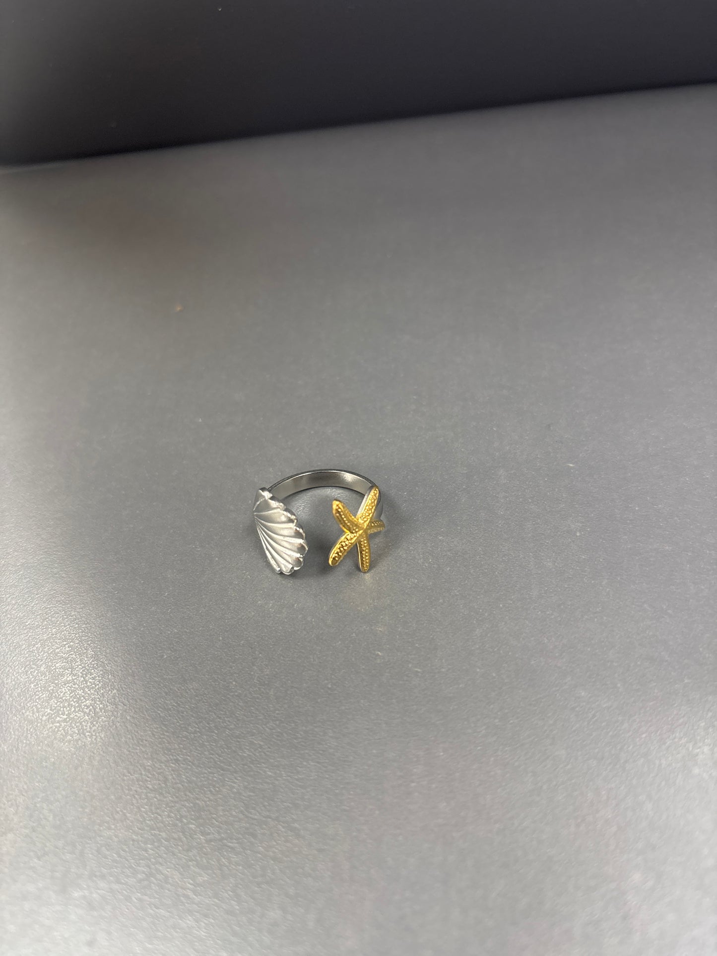 Anillo bicolor estrella concha #3