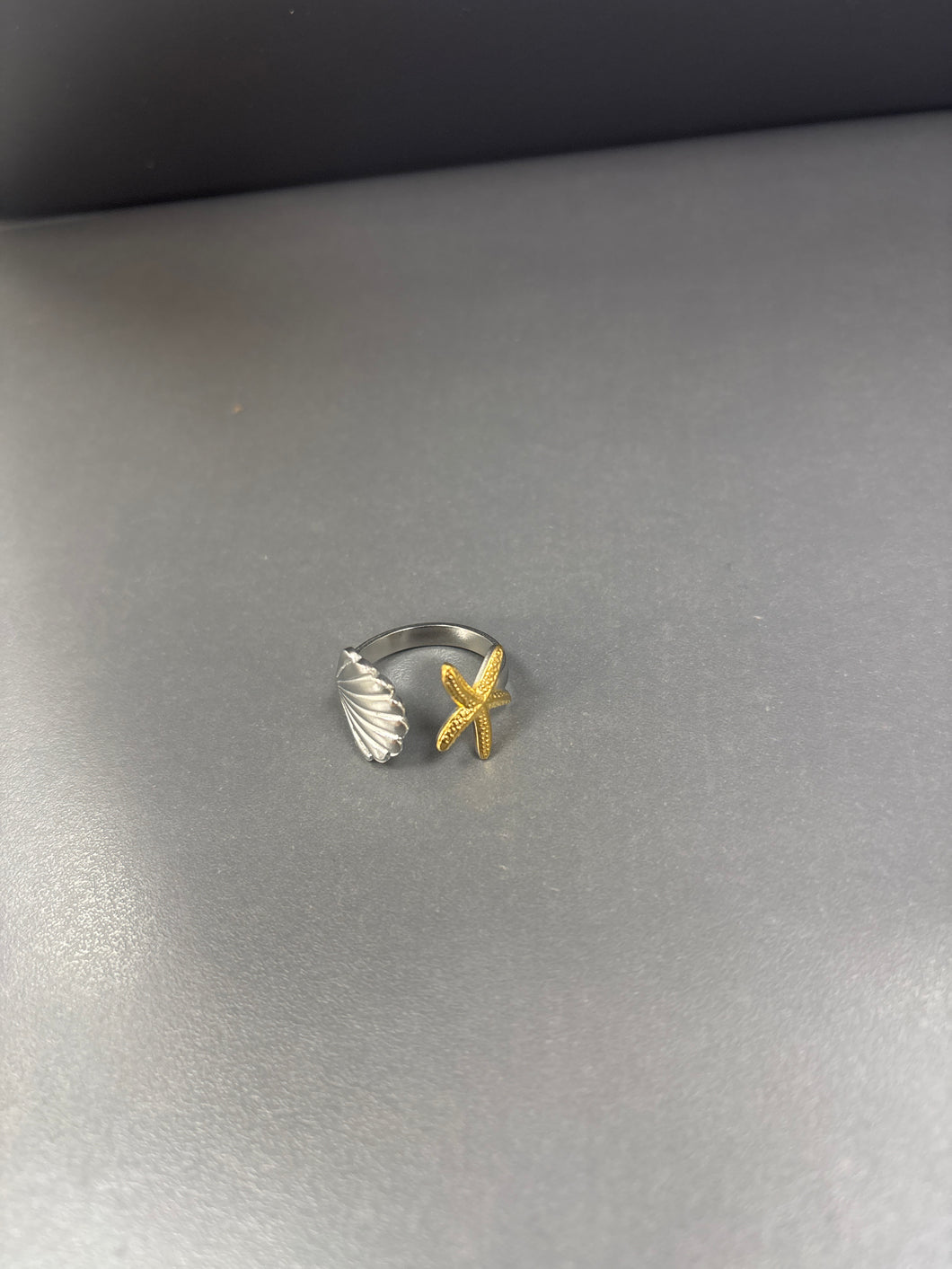 Anillo bicolor estrella concha #3