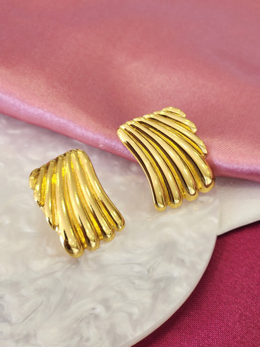 Aretes abanico cuadrado lineas #22