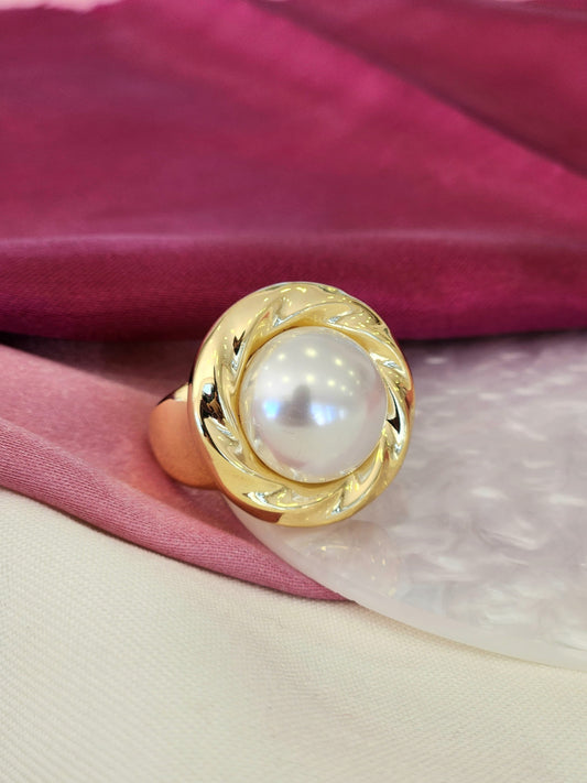 Anillo redondo perla espiral #B14