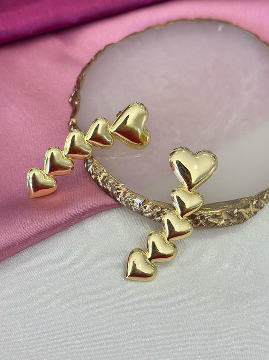 Aretes corazones multiples #C107