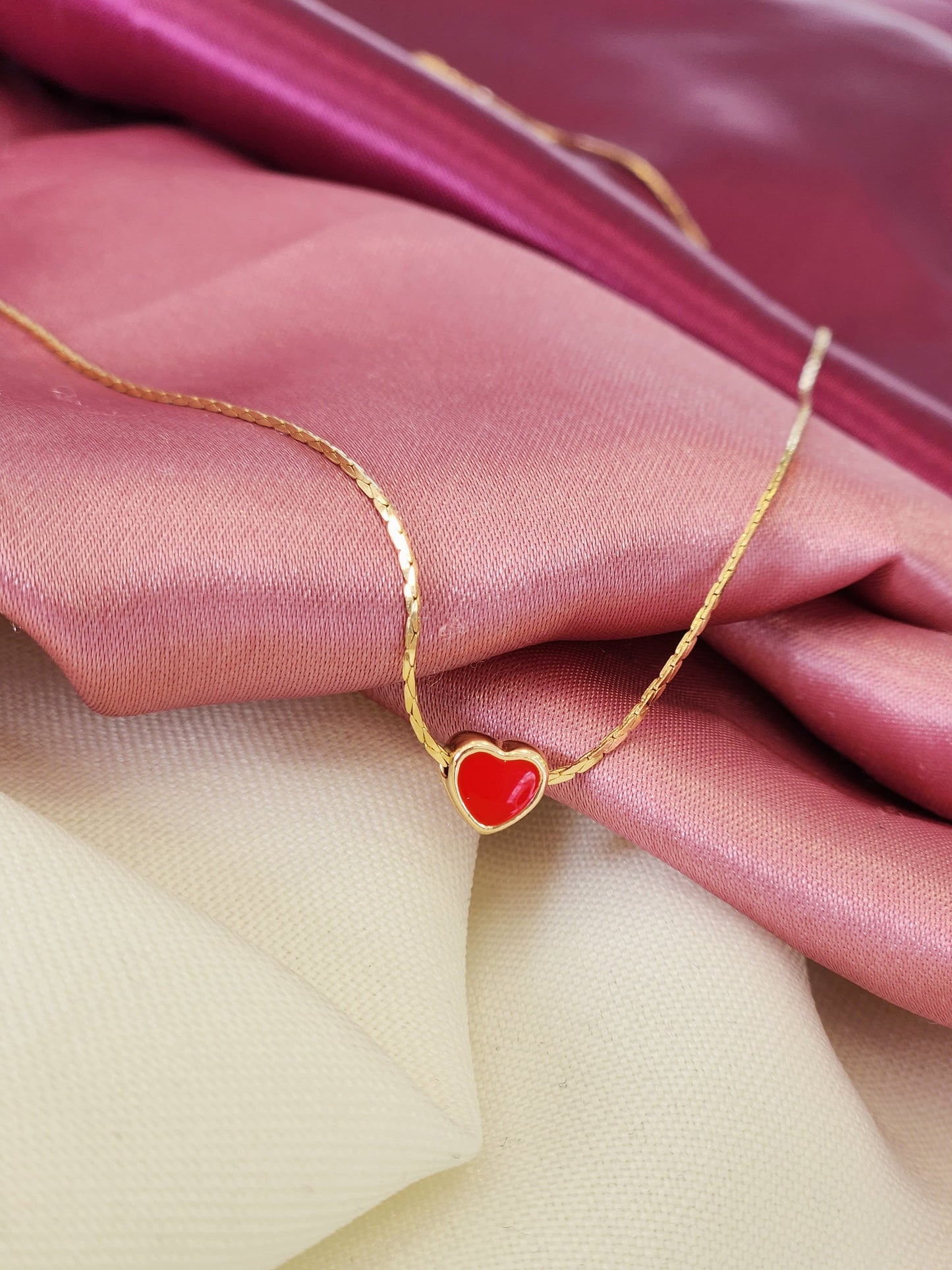 Collar corazon rojo chapa #C4