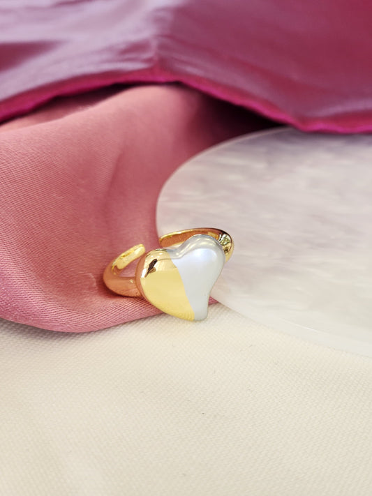 Anillo corazon bicolor mitad #53