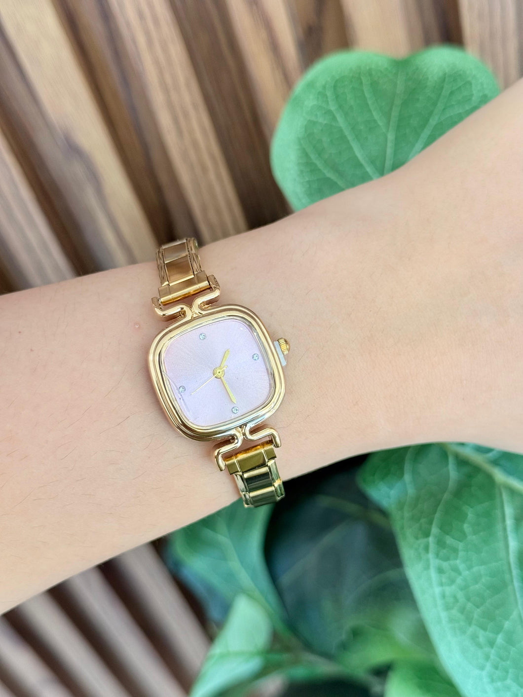 Reloj dorado semi cuadrado rosa #G12 #G19