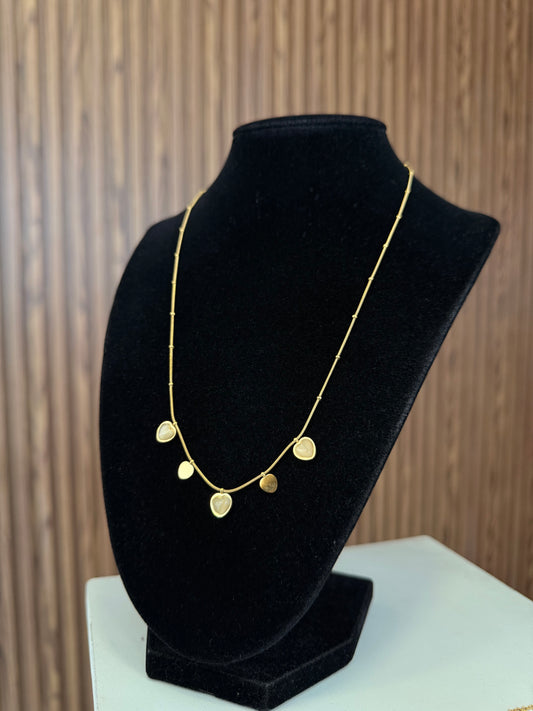 Collar corazones madre perla cadena bolitas cola de raton #K67