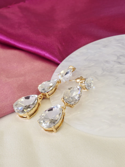 Aretes triple gota zirconia colgante #F45 #F46 #F47