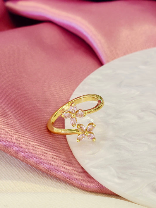 Anillo doble flor simétrica