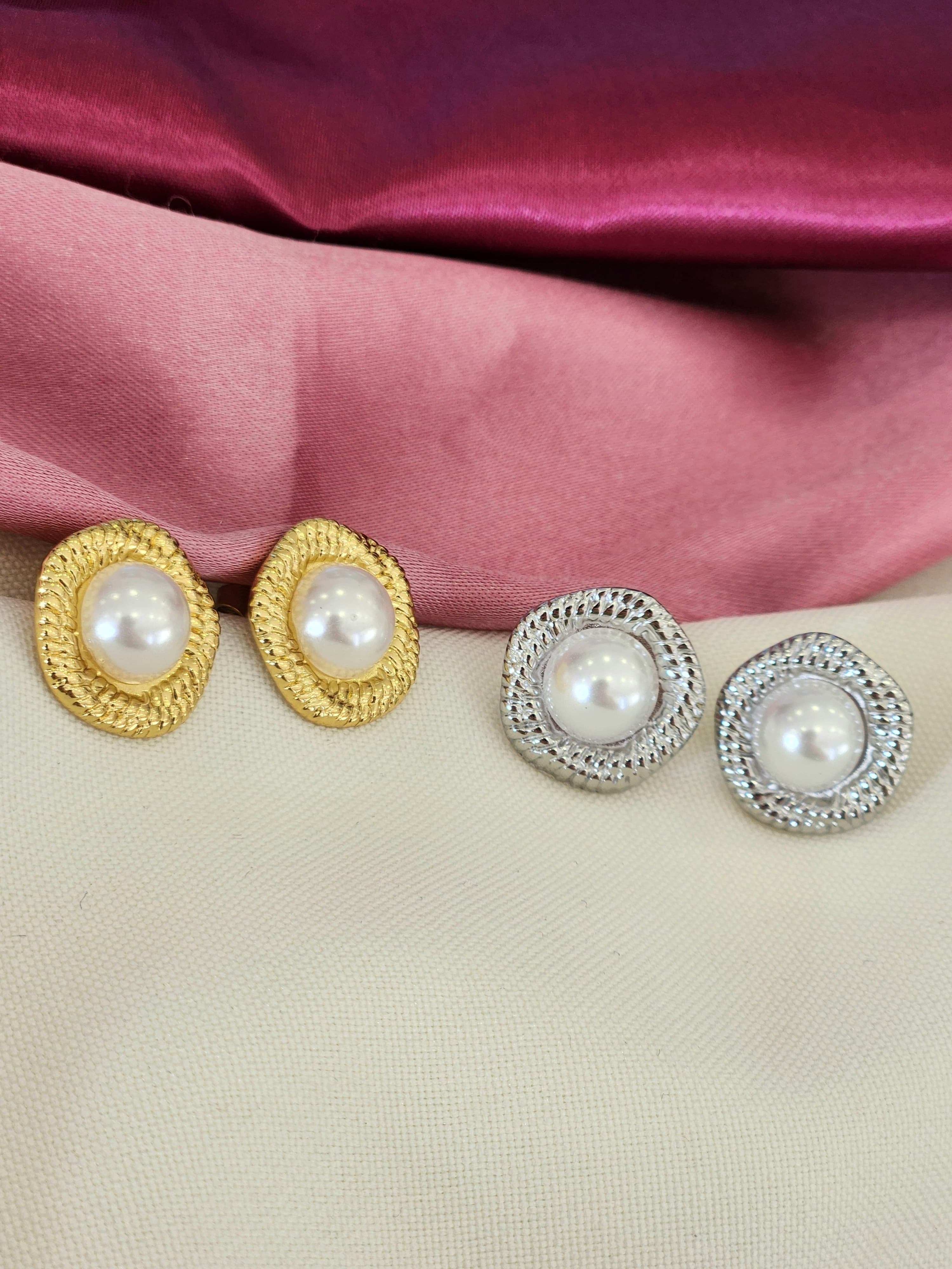 Aretes perla trenzado #C113