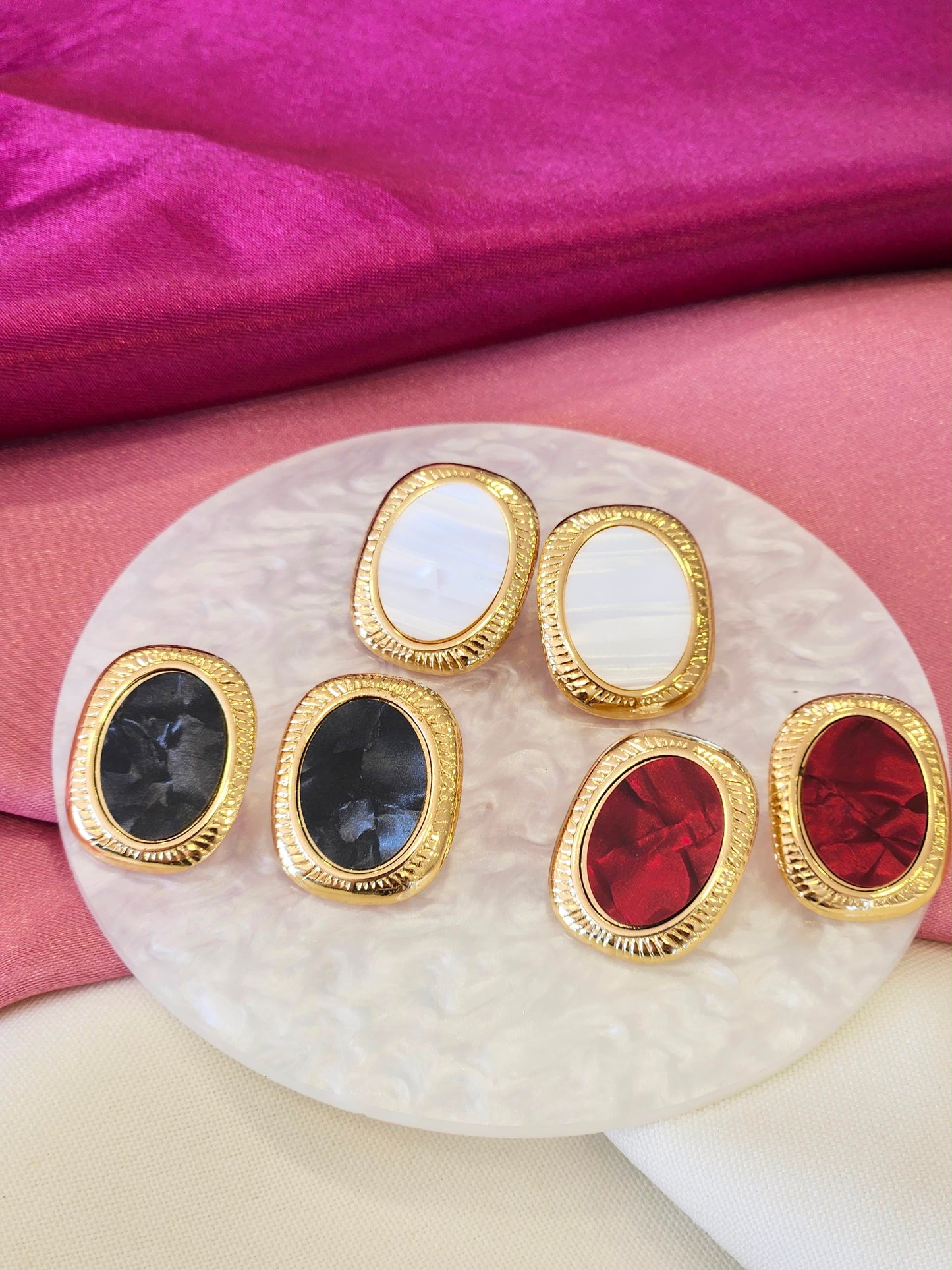 Aretes ovalados marmoleados