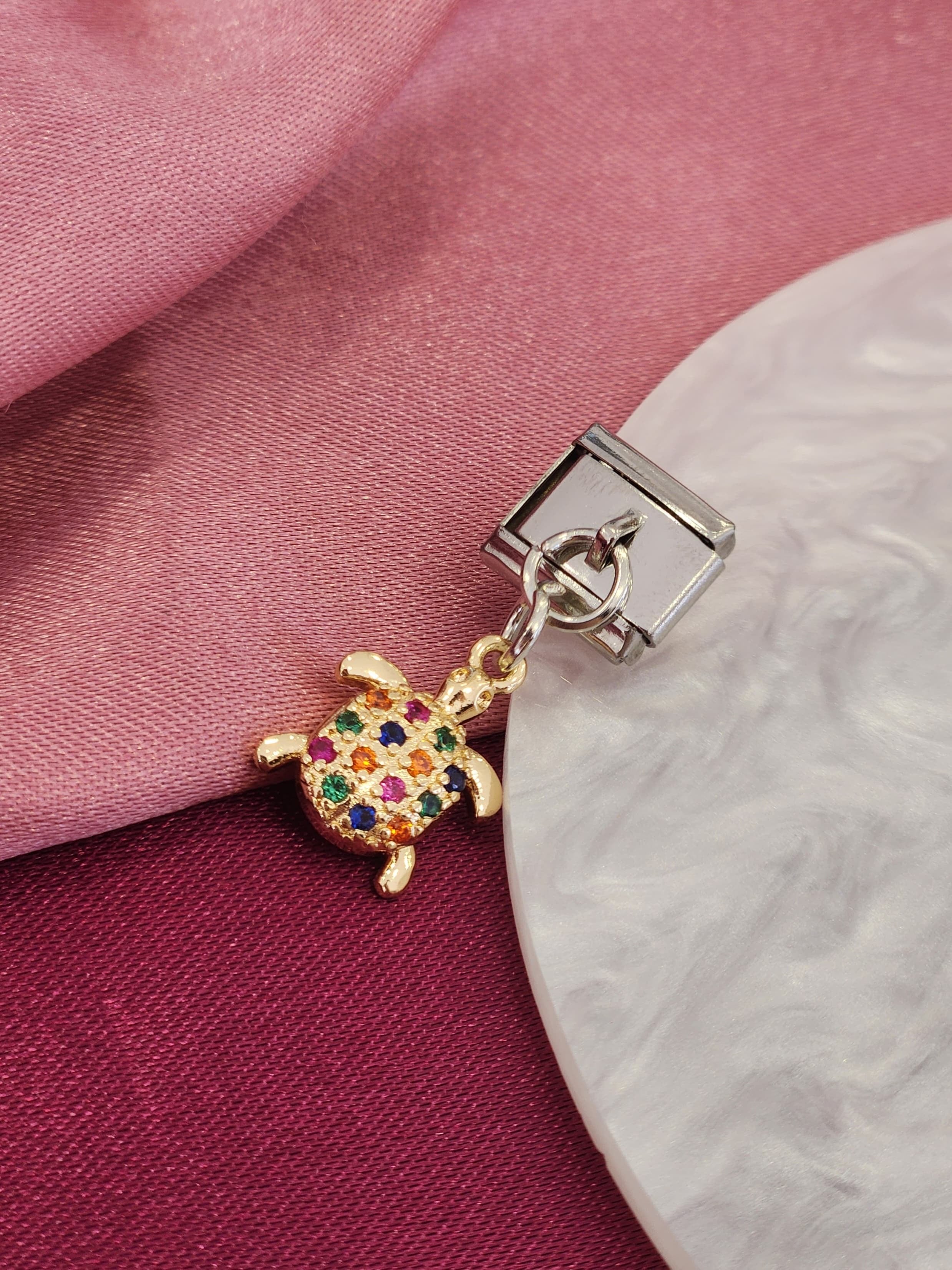 Charm tortuga colgante zirconias colores #6