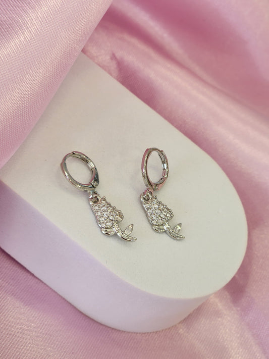 Aretes flor tulipan plateada #A22