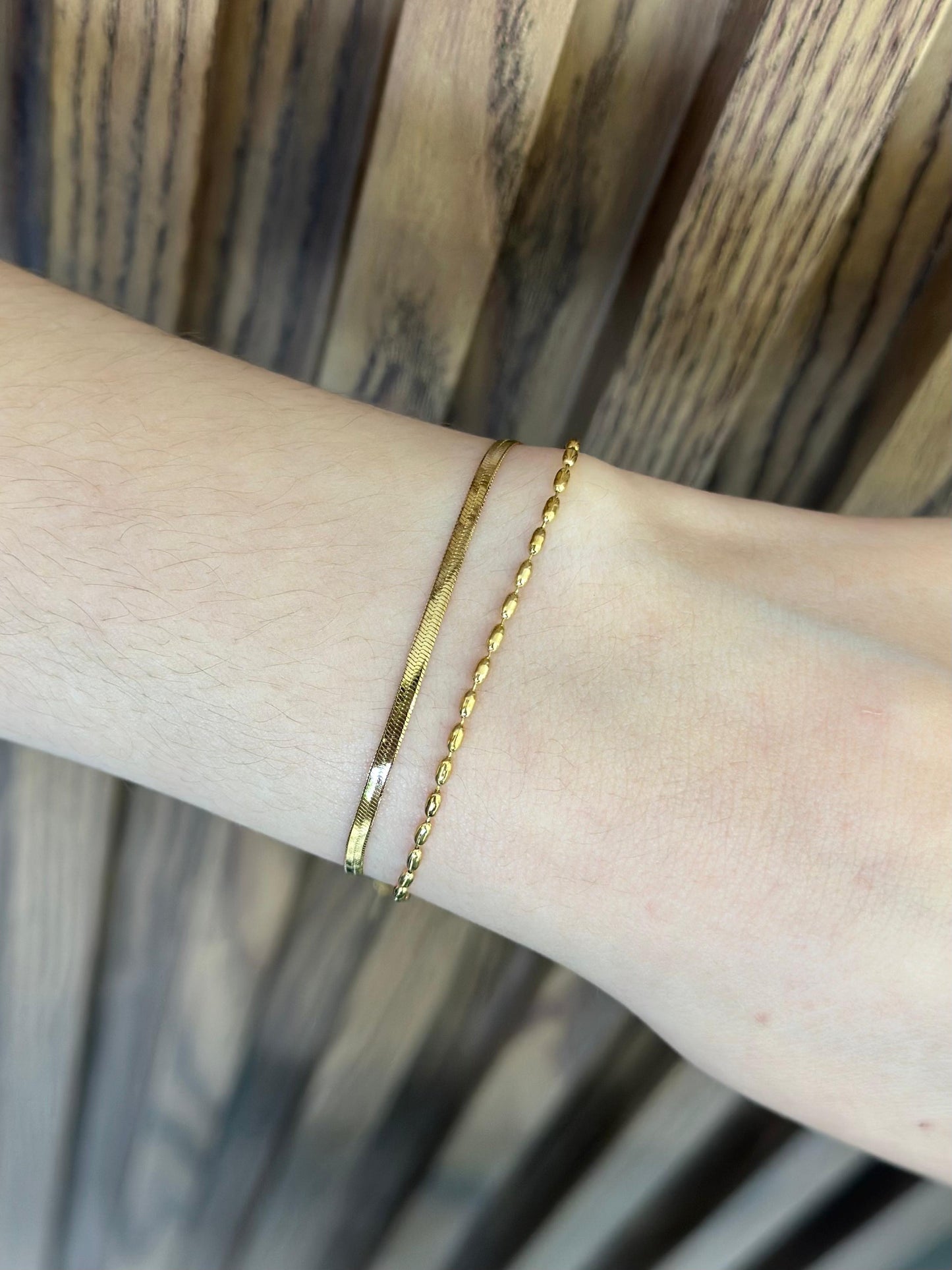 Pulsera doble plana bolitas #40
