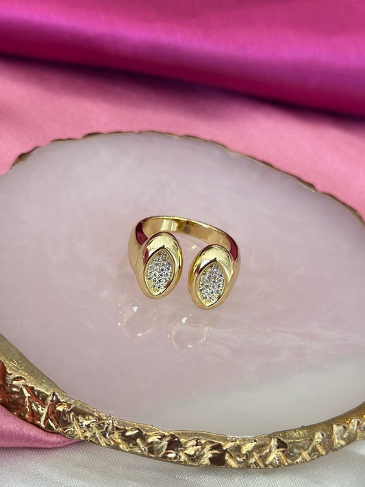 Anillo doble ovalado zirconia #66A