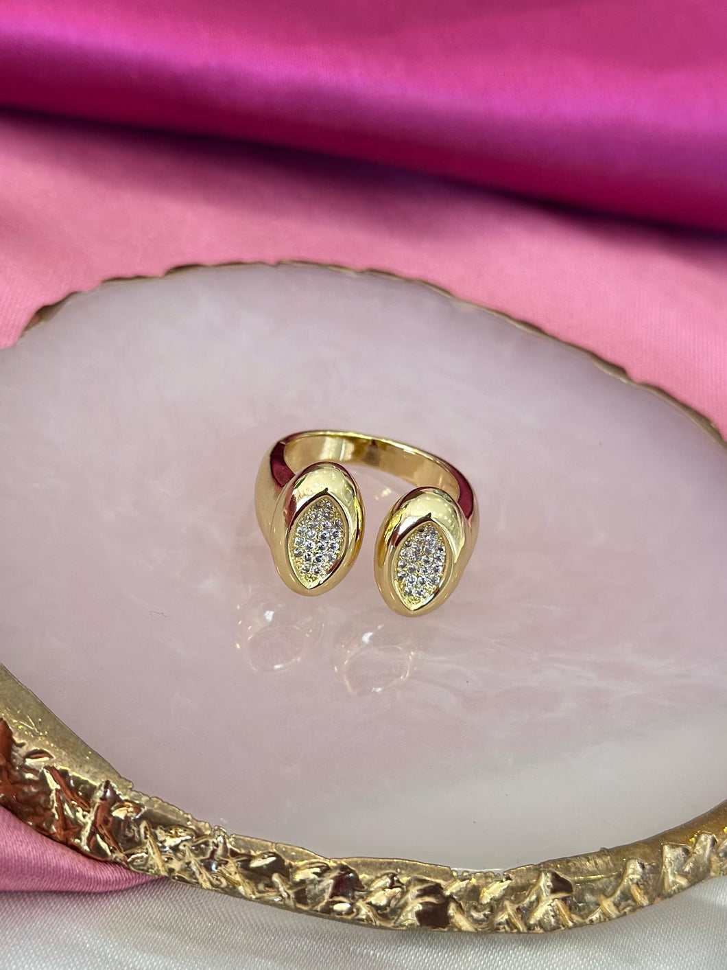 Anillo doble ovalado zirconia #66A