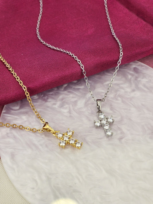 Collar cruz zirconia circular #HH