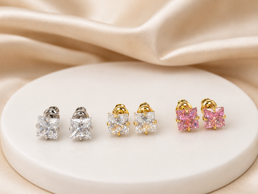 Aretes cuadrados mini # E14