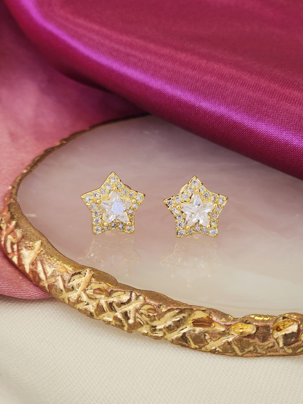Aretes doble estrella zirconia #1.8