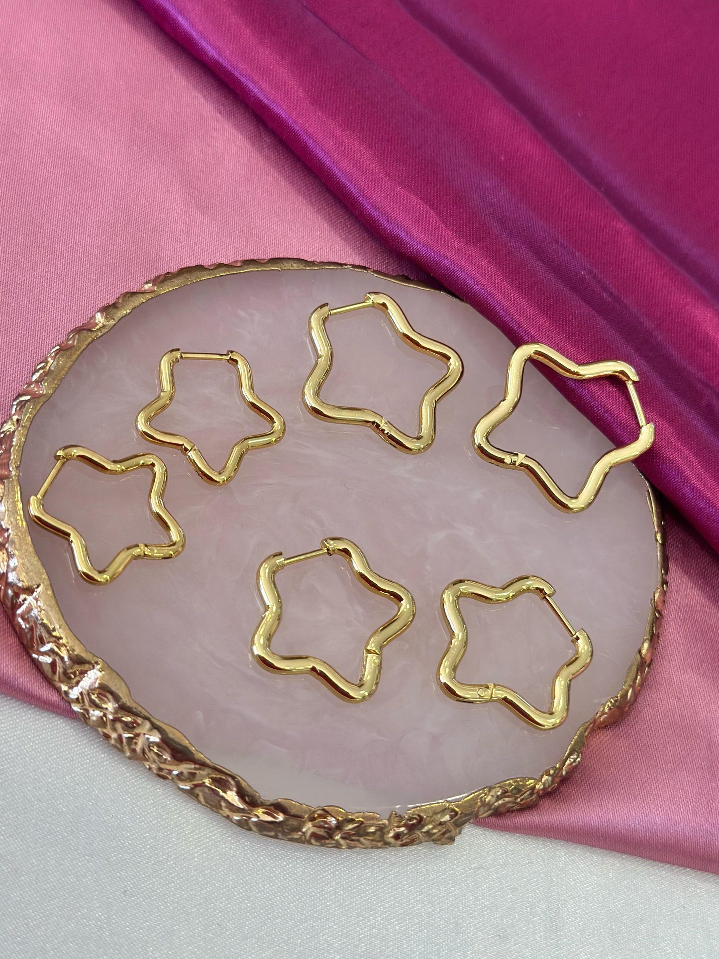 Aretes set estrella dorado simetrica #189