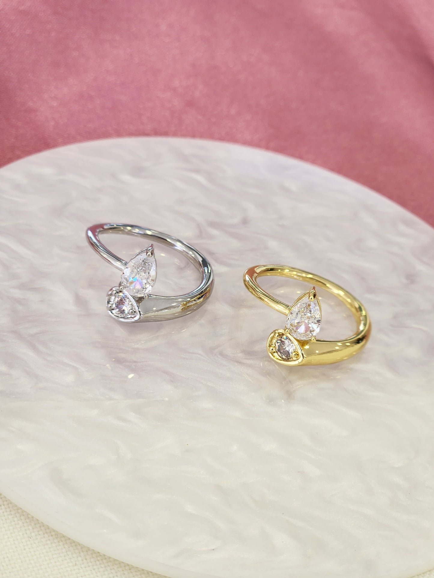 Anillo dual gota brillante #F23