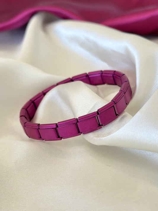 Pulsera italiana rosa fucsia mate #E15