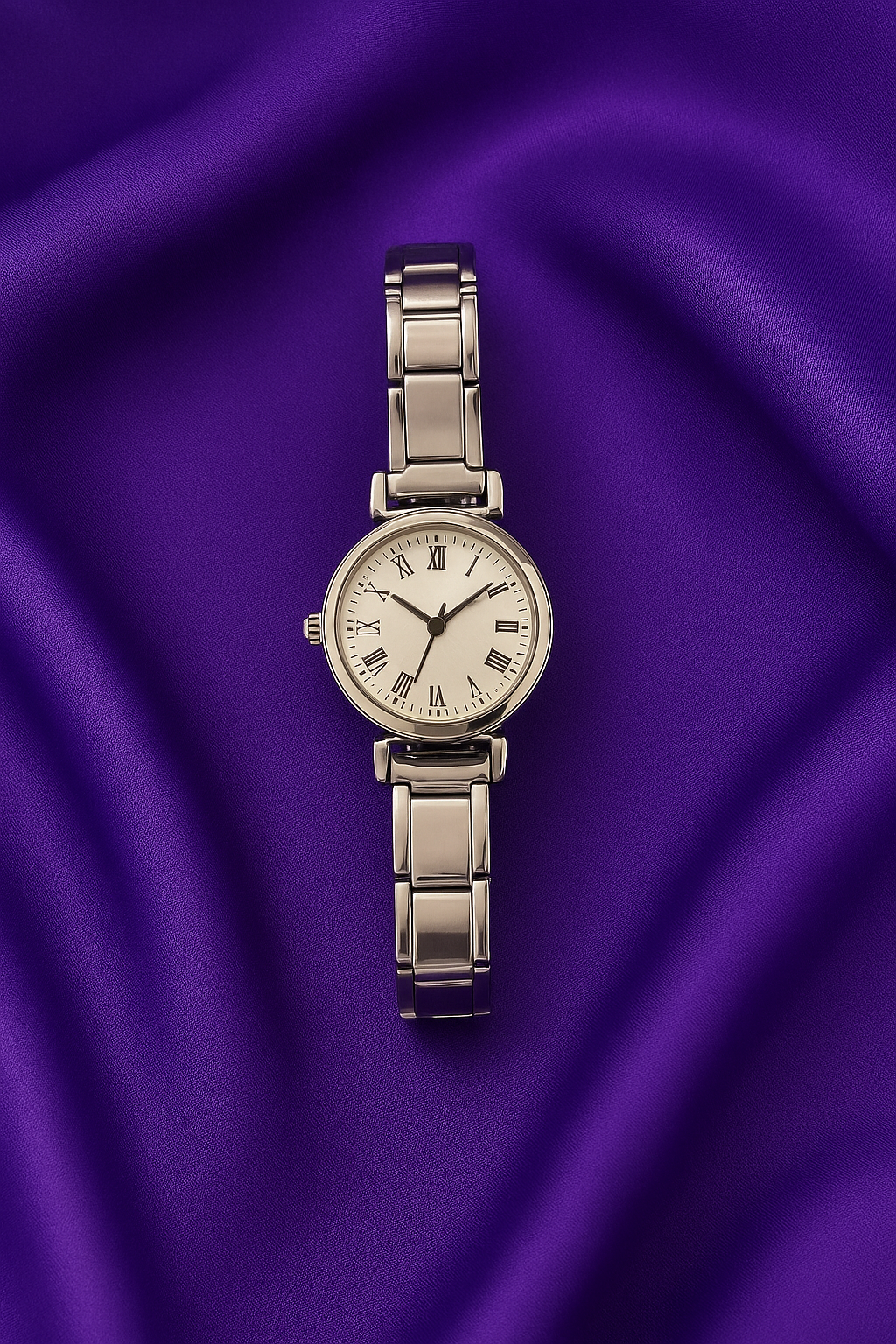 Reloj Plateado numeros romanos