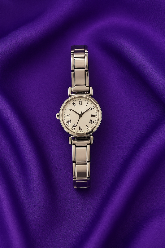 Reloj Plateado romanos blanco #G24