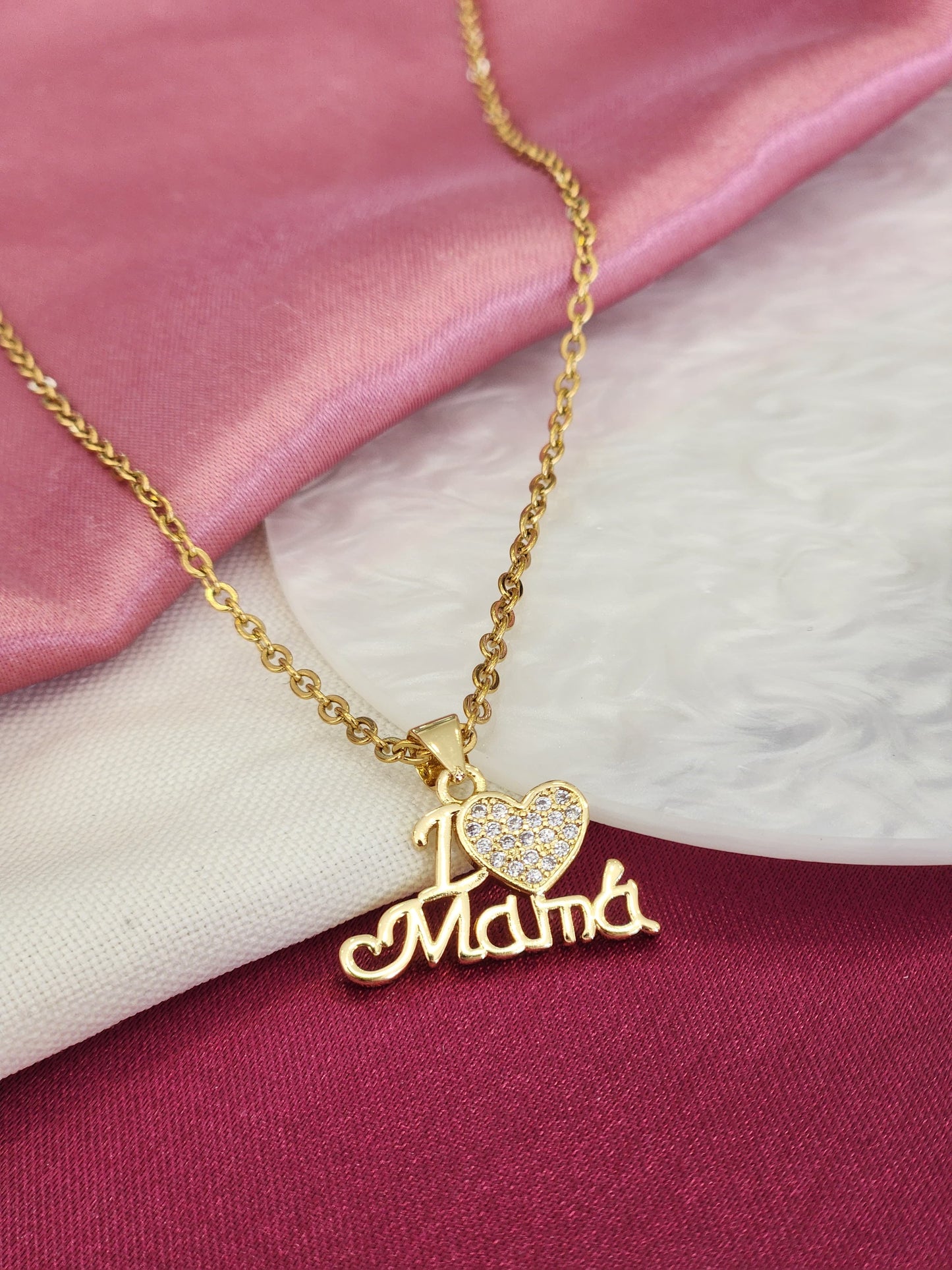 Collar i love mama con zirconia #1