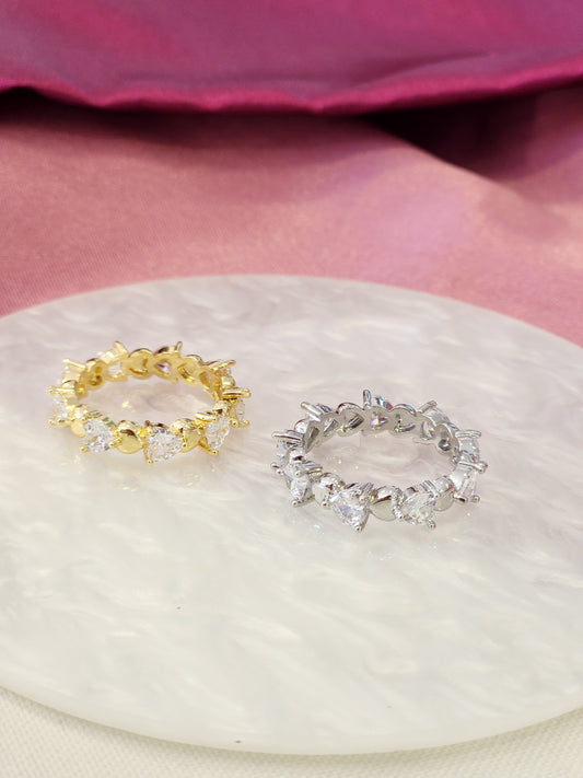 Anillo corazones zirconia y solidos