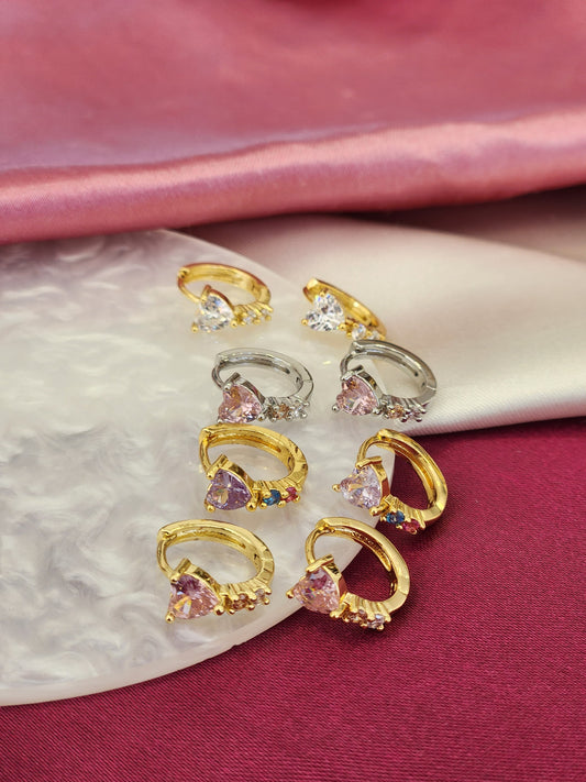 Aretes zirconia corazon superior #17