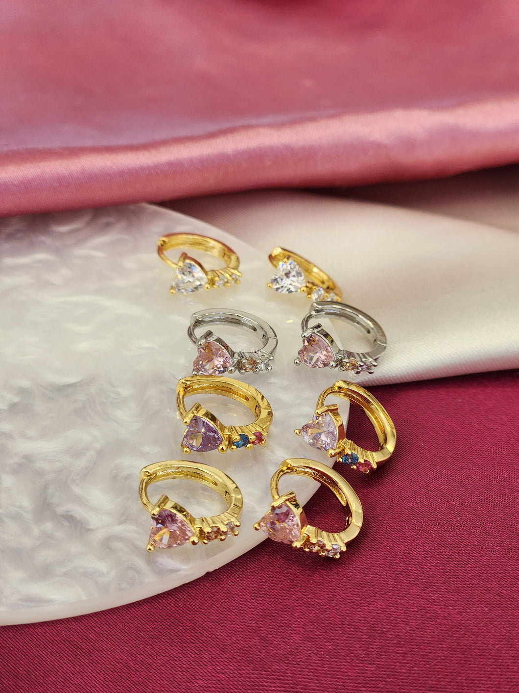 Aretes zirconia corazon superior #17