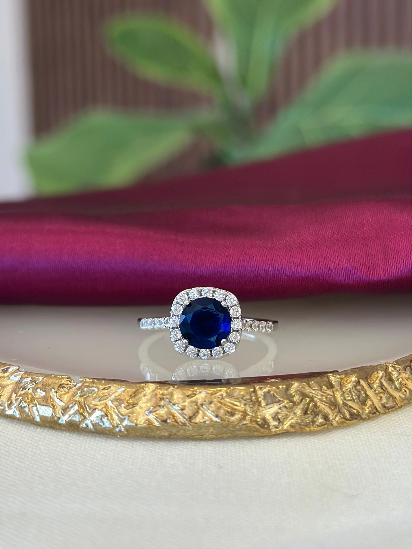 Anillo plateado azul #117A