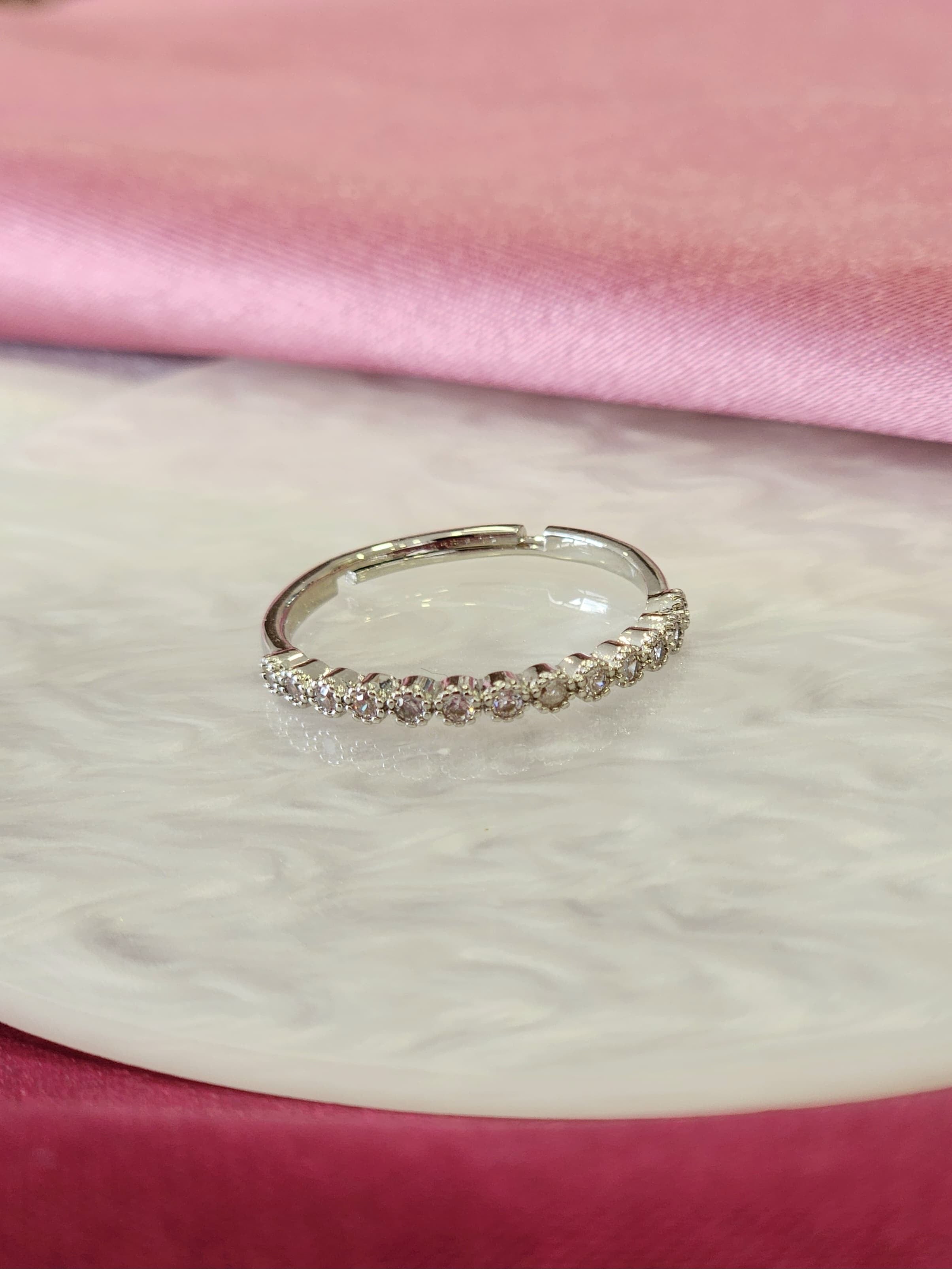 Anillo linea circulos mini plateado #30