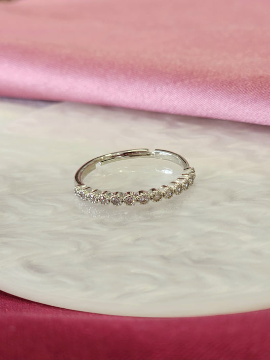 Anillo linea circulos mini plateado #30