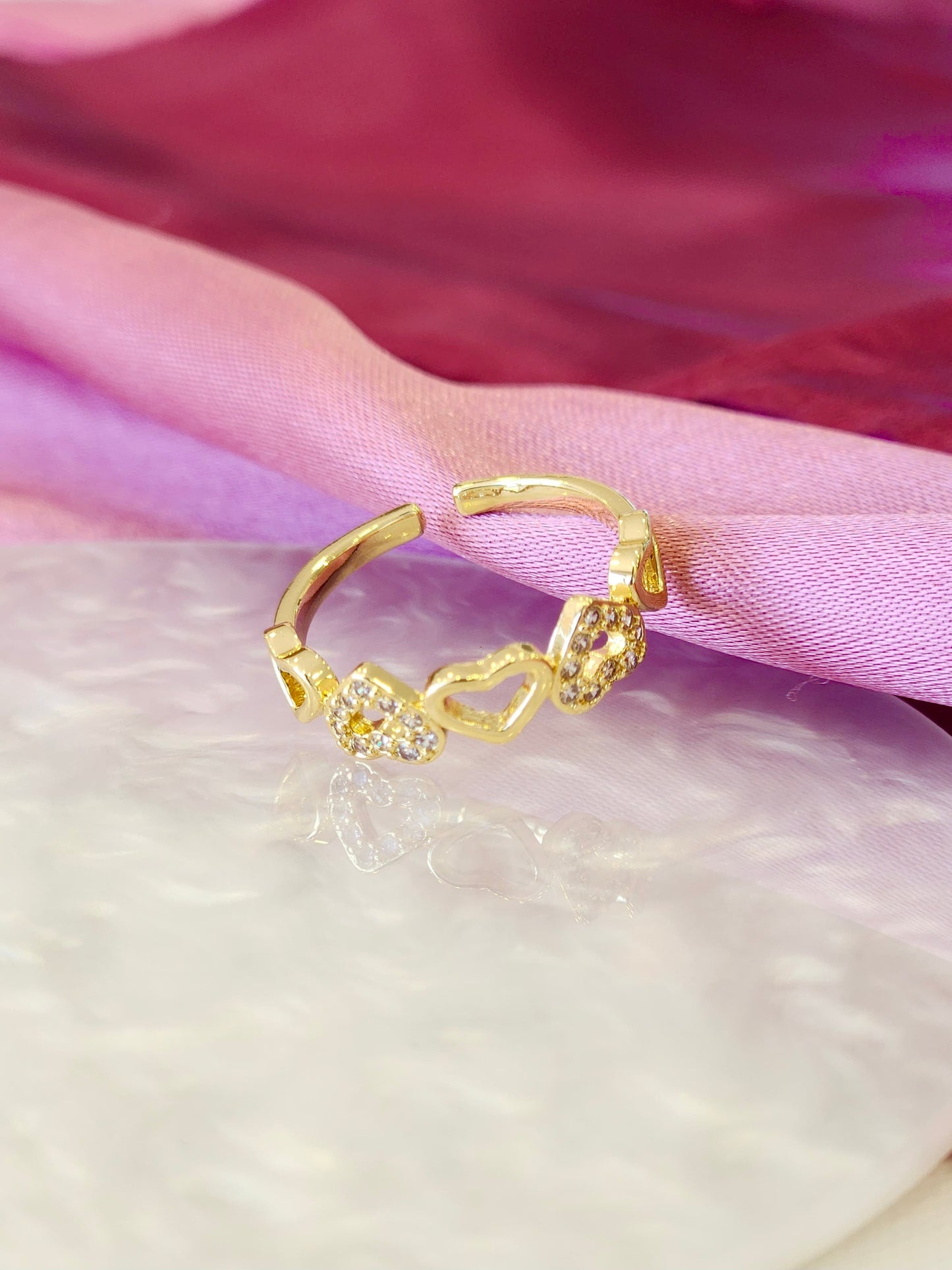 Anillo corazon hueco alternados zirconia # 25