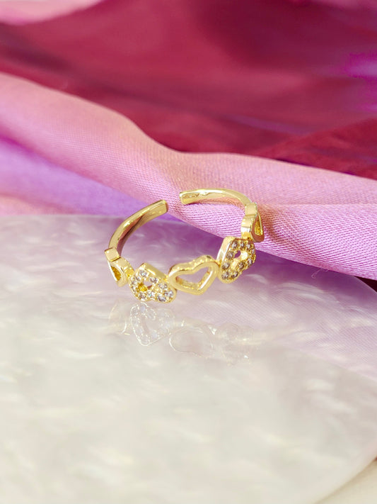 Anillo corazon hueco alternados zirconia # 25