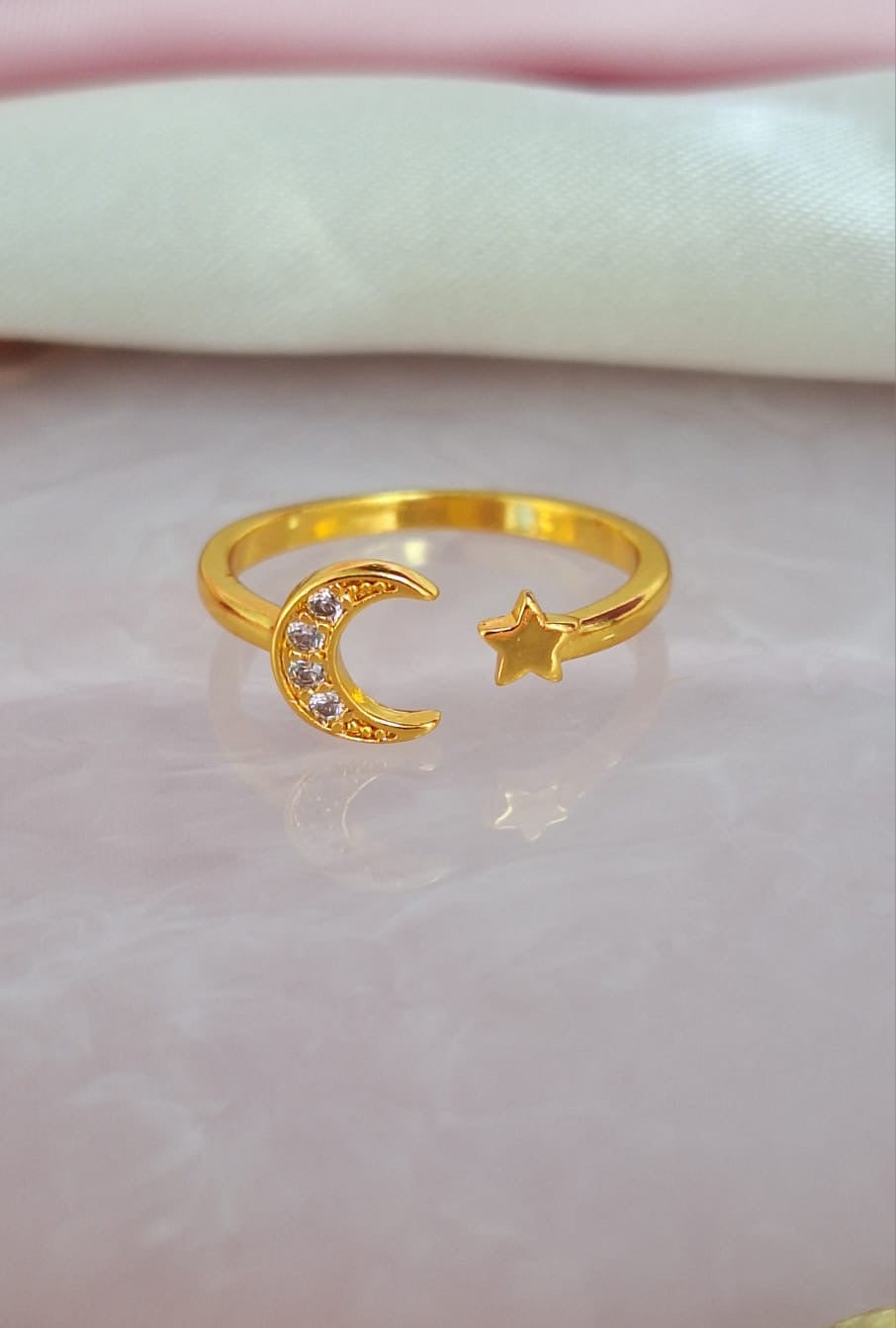 Anillo luna zirconia con estrella solida #118C
