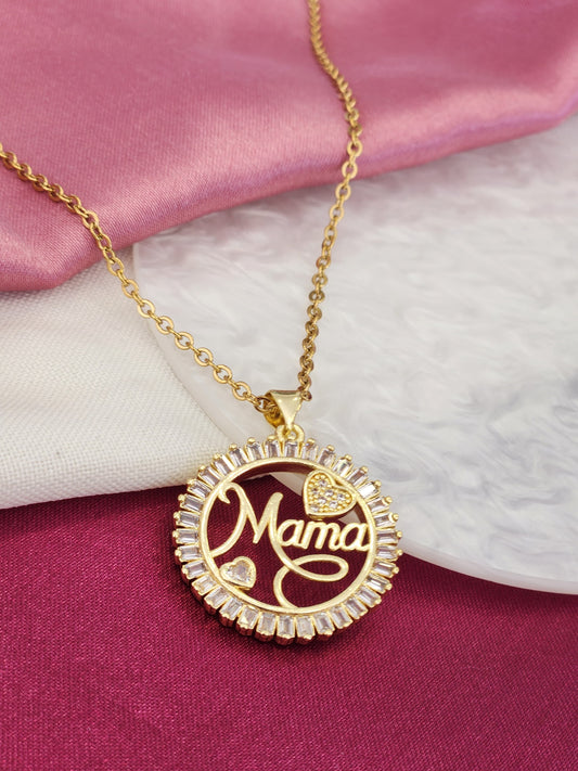 Collar circulo mama cursiva con zirconias alrededor #2