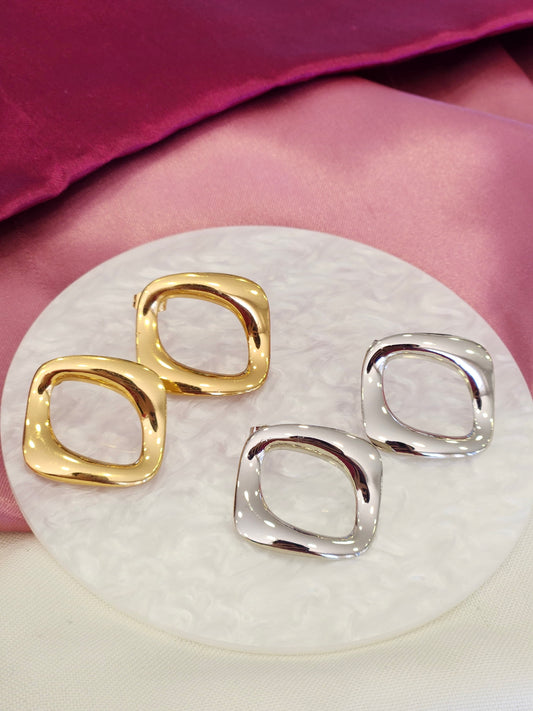 Aretes contorno rombo hueco