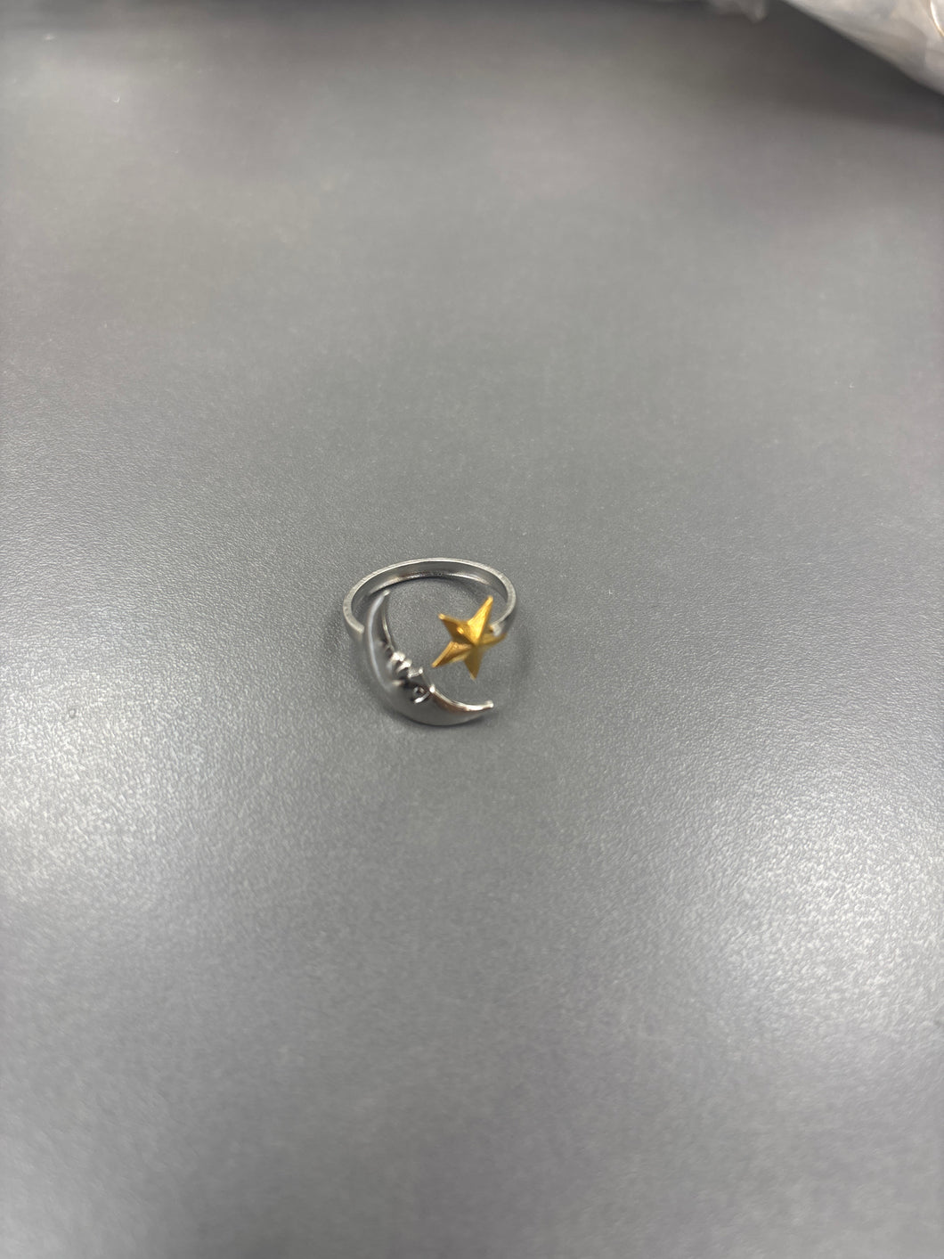 Anillo bicolor luna estrella #2