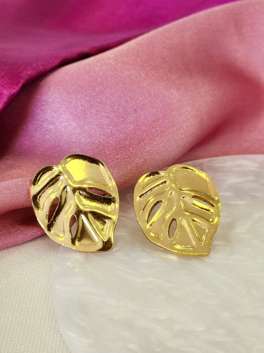 Aretes hoja dorada #N6