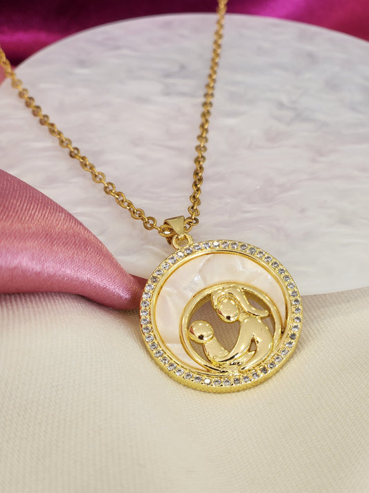 Collar mama circulo madre perla zirconia