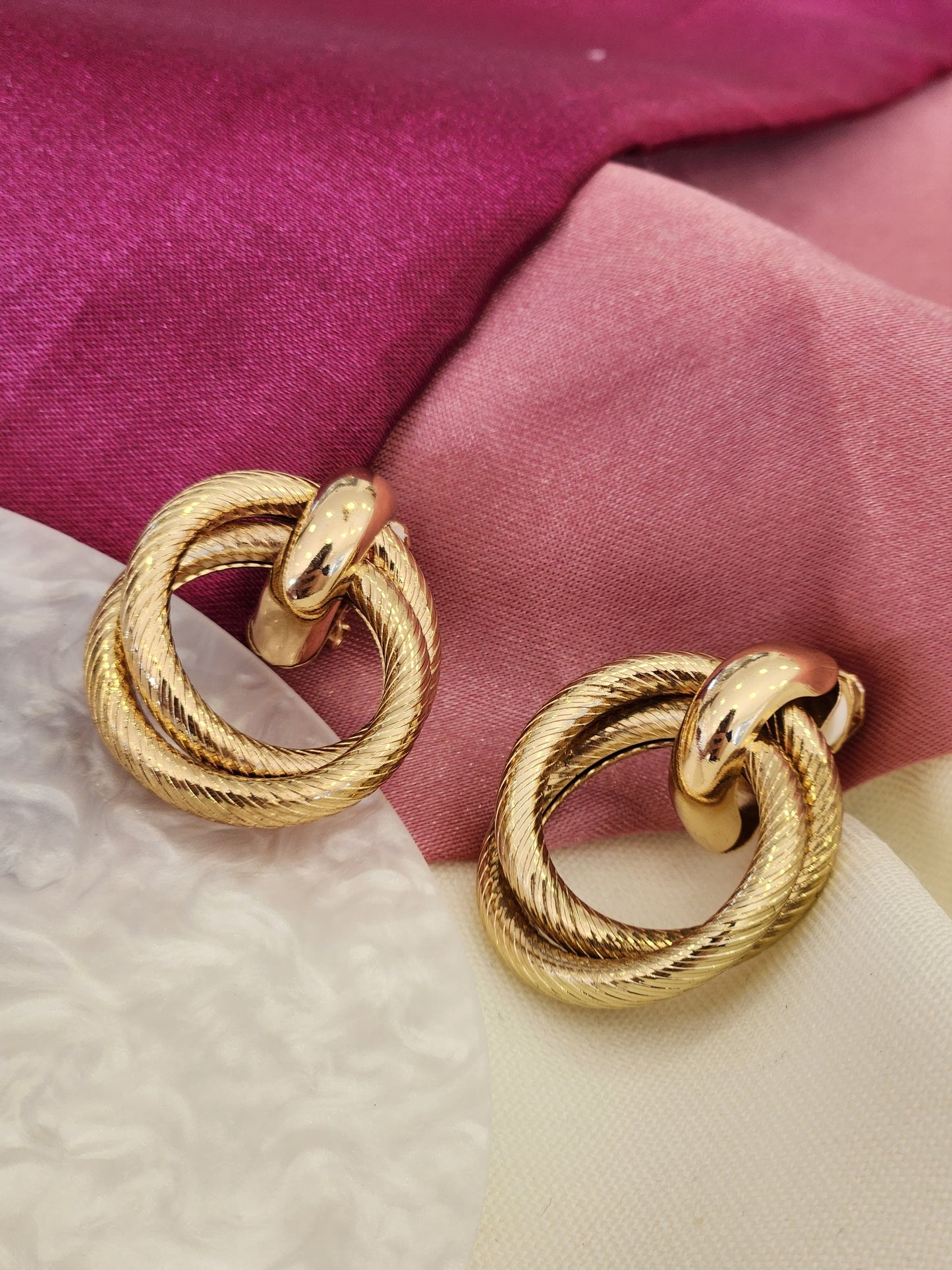 Aretes doble circulo broche clip #G41